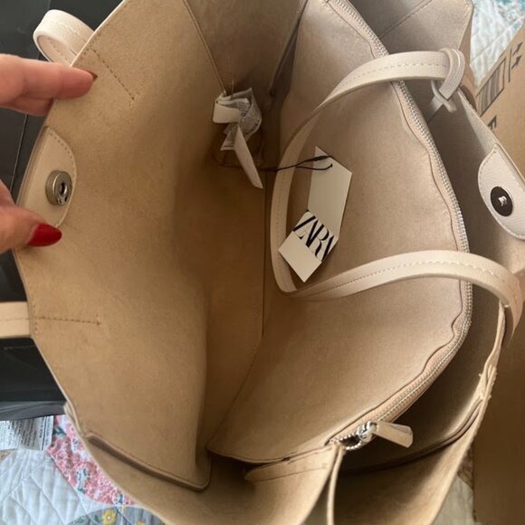 ZARA COLORED LEATHER TOTE BAG - Picture 6 of 8
